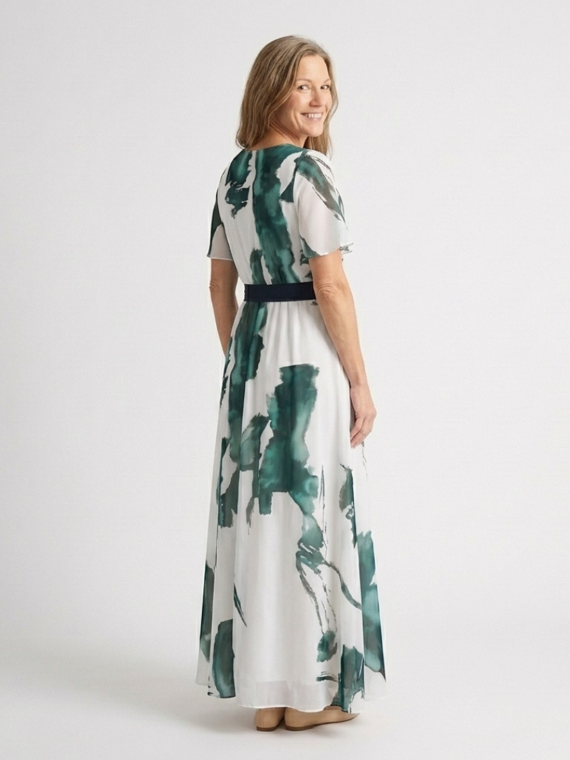 Madison - Flutter Sleeve Belted Maxi Dress - Eliza-Warszawa