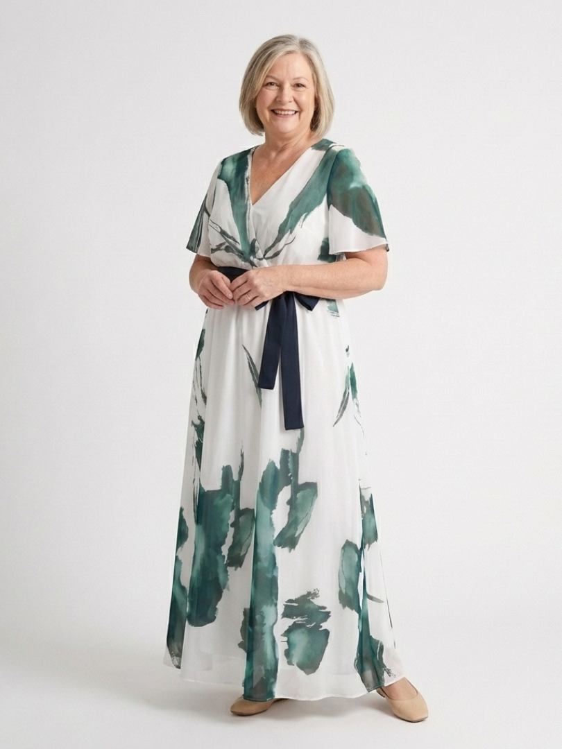 Madison - Flutter Sleeve Belted Maxi Dress - Eliza-Warszawa