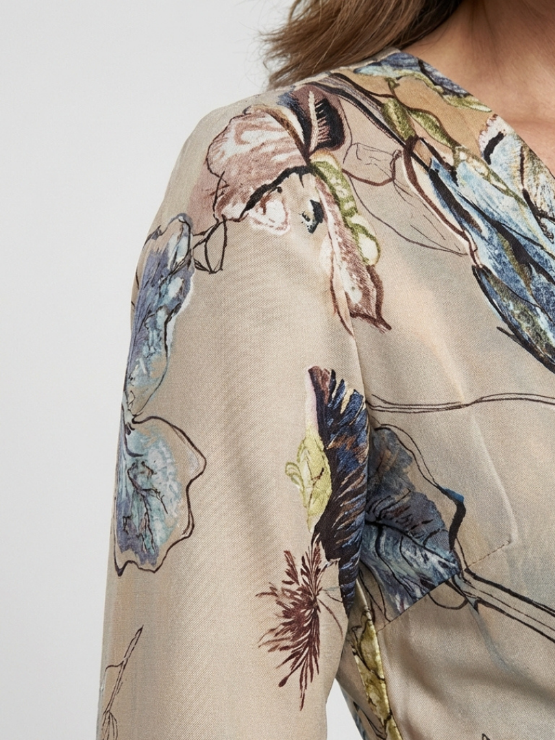 Margaret | Floral wrap maxi dress with three-quarter sleeves - Eliza-Warszawa