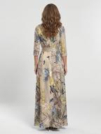 Margaret | Floral wrap maxi dress with three-quarter sleeves - Eliza-Warszawa