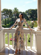 Margaret | Floral wrap maxi dress with three-quarter sleeves - Eliza-Warszawa