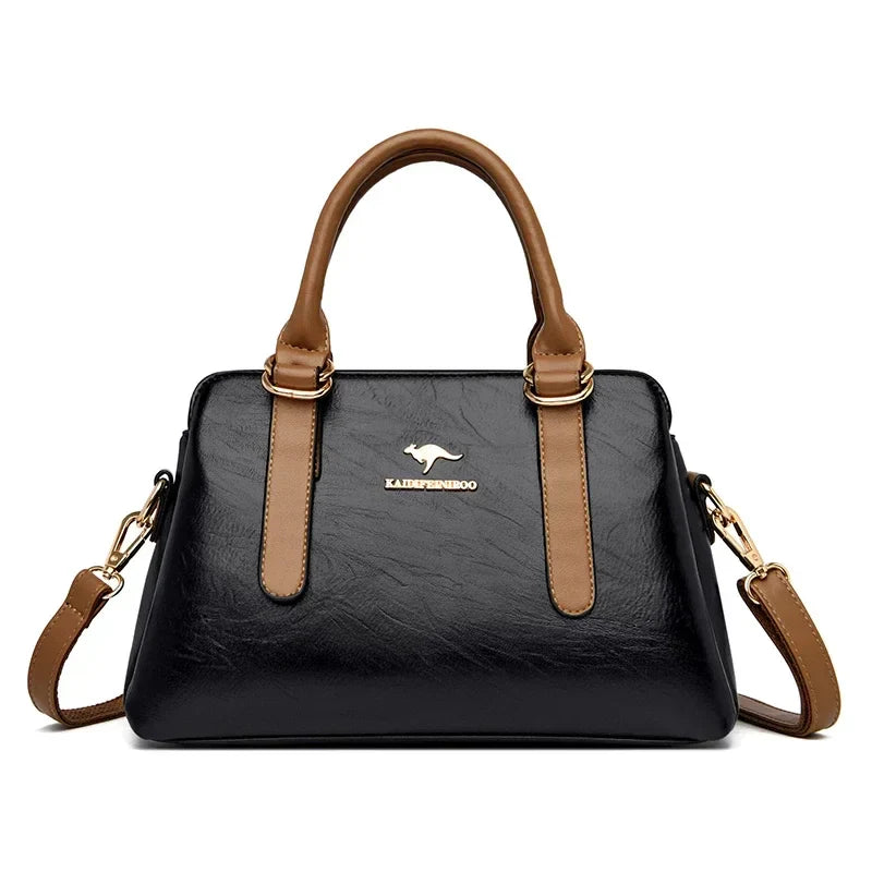 Maria™ – Burgundy Double Handle Handbag - Eliza-Warszawa