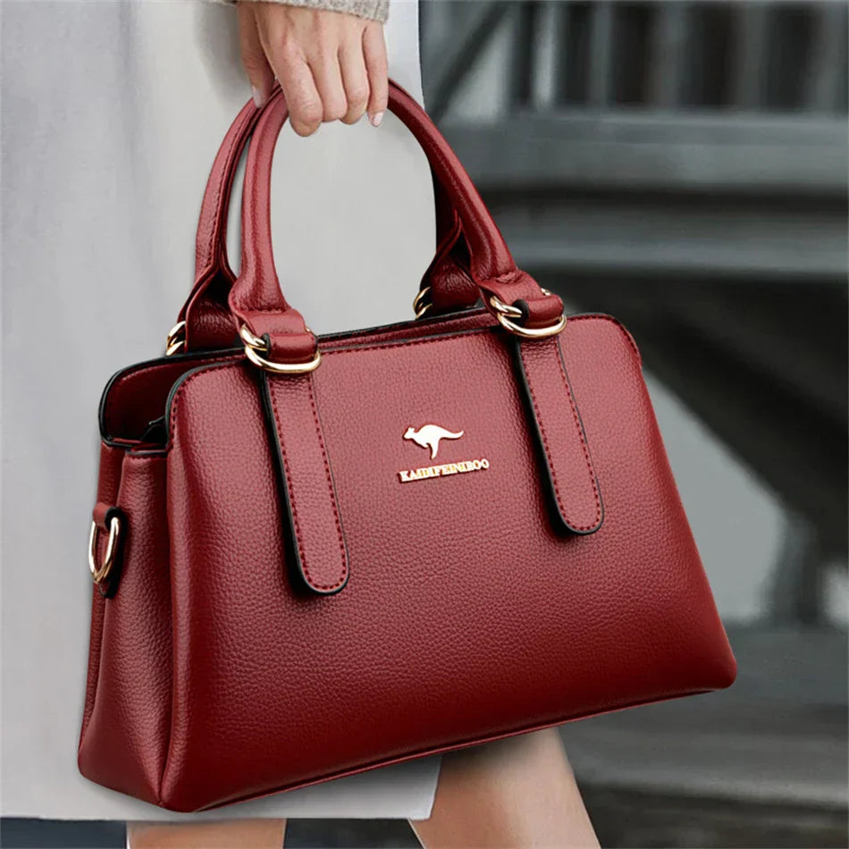 Maria™ – Burgundy Double Handle Handbag - Eliza-Warszawa