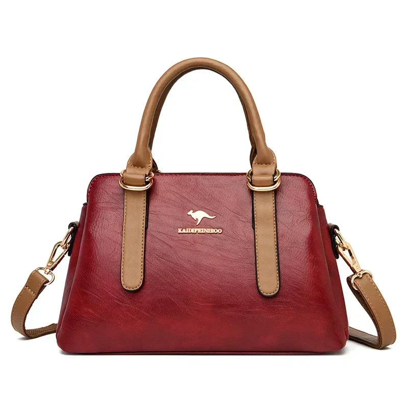 Maria™ – Burgundy Double Handle Handbag - Eliza-Warszawa