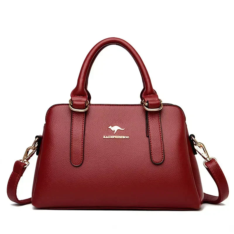 Maria™ – Burgundy Double Handle Handbag - Eliza-Warszawa