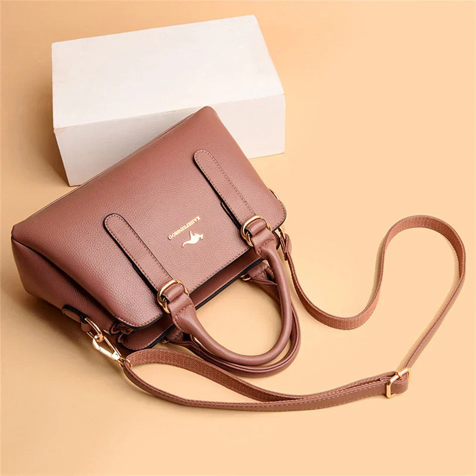 Maria™ – Burgundy Double Handle Handbag - Eliza-Warszawa