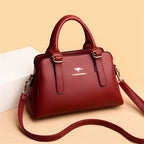 Maria™ – Burgundy Double Handle Handbag - Eliza-Warszawa