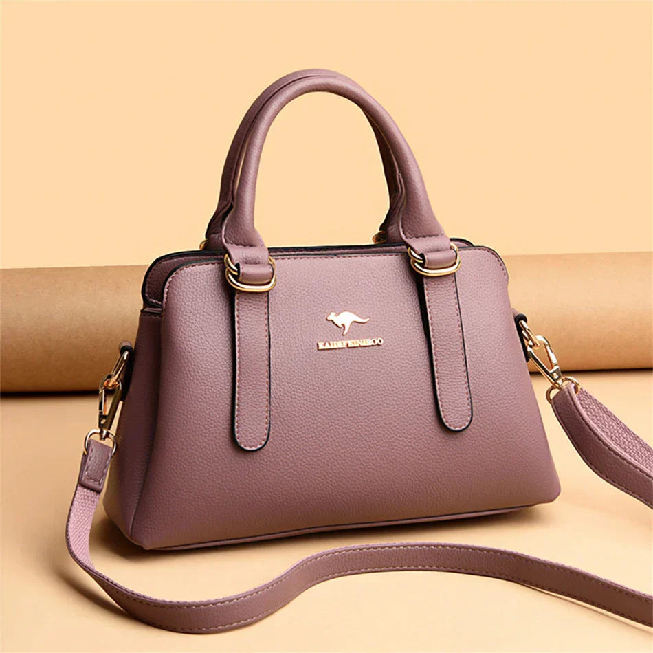 Maria™ – Burgundy Double Handle Handbag - Eliza-Warszawa
