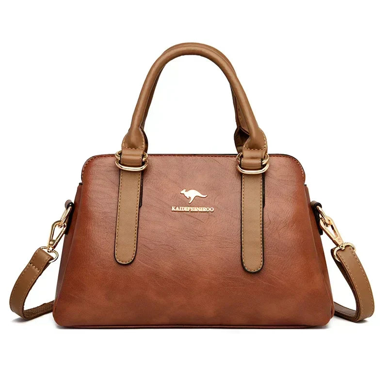 Maria™ – Burgundy Double Handle Handbag - Eliza-Warszawa
