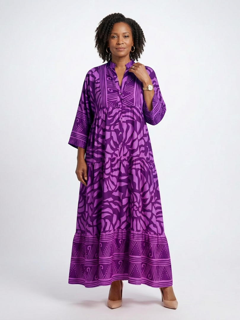 Marielle | Midi Dress with Buttons - Eliza-Warszawa