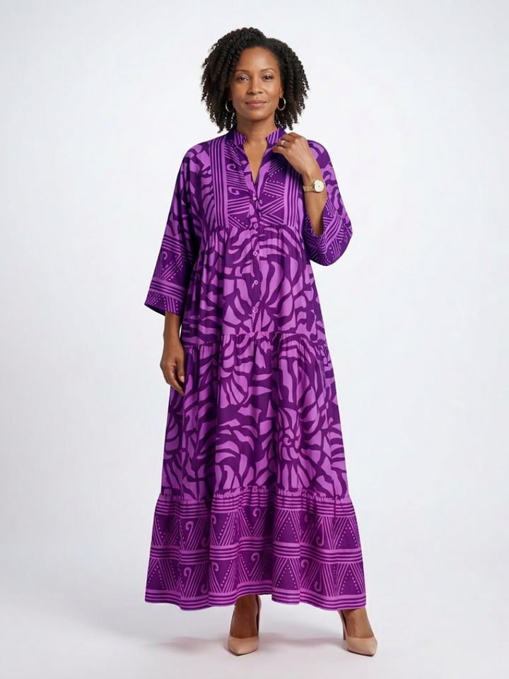 Marielle | Midi Dress with Buttons - Eliza-Warszawa