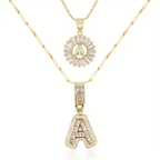 Moissanite letter initial necklace set
