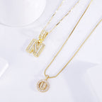 Moissanite letter initial necklace set