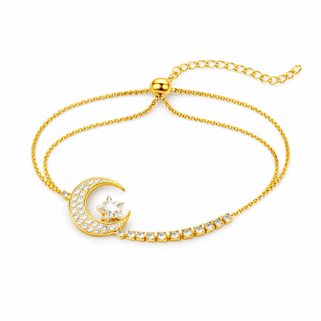 Moon Pendant Bracelets made of Zirconia and Gold