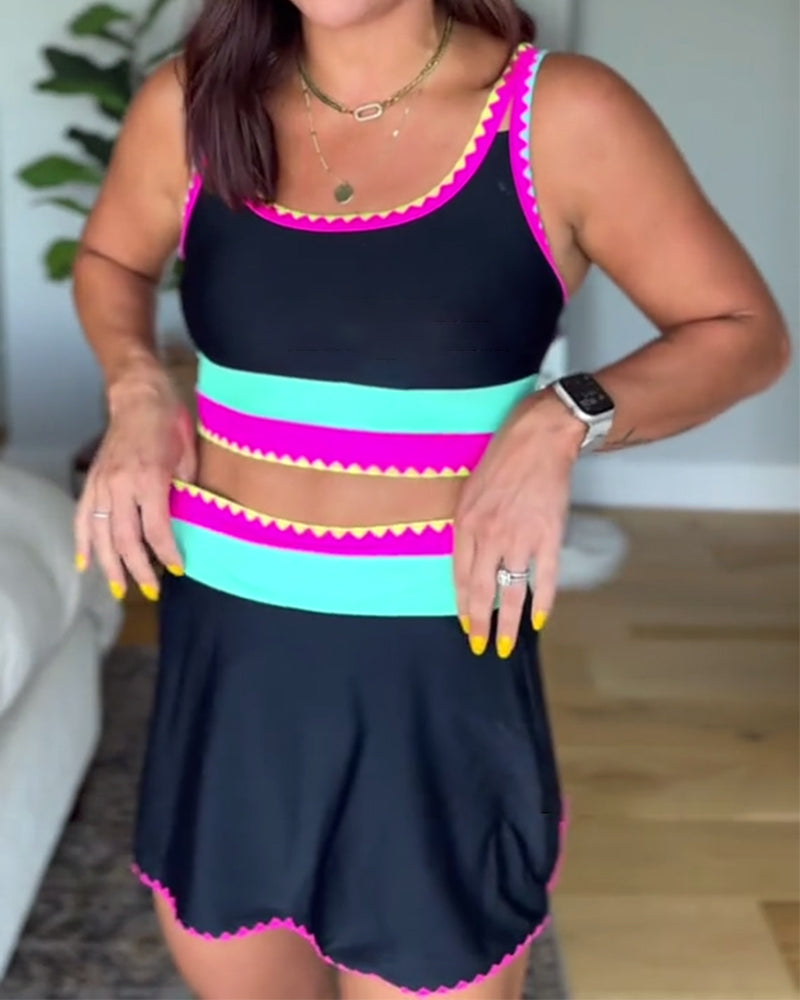 Myra™ | Elegant Three-Piece Color Block Swimsuit - Eliza-Warszawa