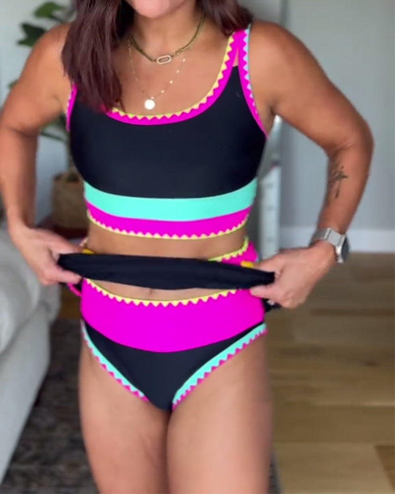 Myra™ | Elegant Three-Piece Color Block Swimsuit - Eliza-Warszawa