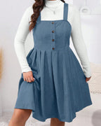 NADELEINE™ - Casual Plus Size Pleated A-Line Sleeveless Mini Dress - Eliza-Warszawa