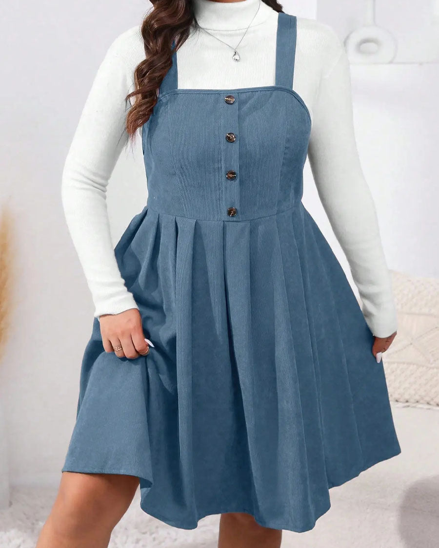 NADELEINE™ - Casual Plus Size Pleated A-Line Sleeveless Mini Dress - Eliza-Warszawa