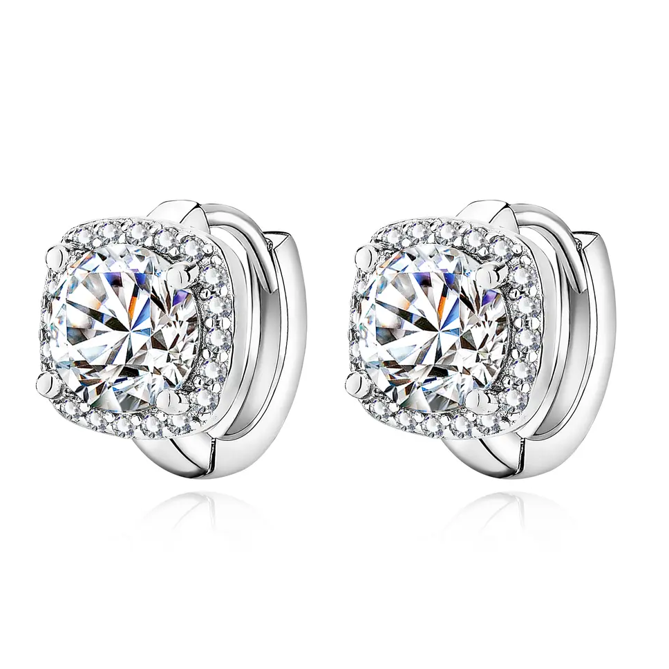 Nadine square earrings | White Gold - Eliza-Warszawa