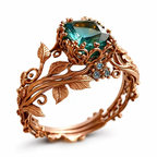 Nature-Inspired Green Crystal Ring