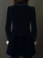 Navi Velvet Jacket | Floral Embroidery, Tailored Fit - Eliza-Warszawa