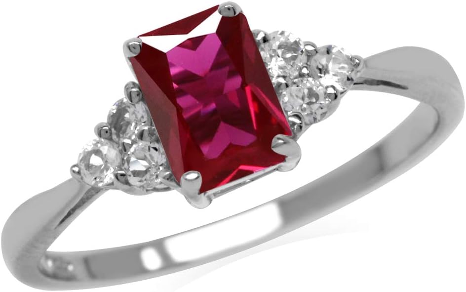 Octagon Cut Ruby Ring | White Gold - Eliza-Warszawa
