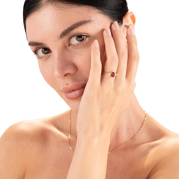 Octagon Cut Ruby Ring | White Gold - Eliza-Warszawa