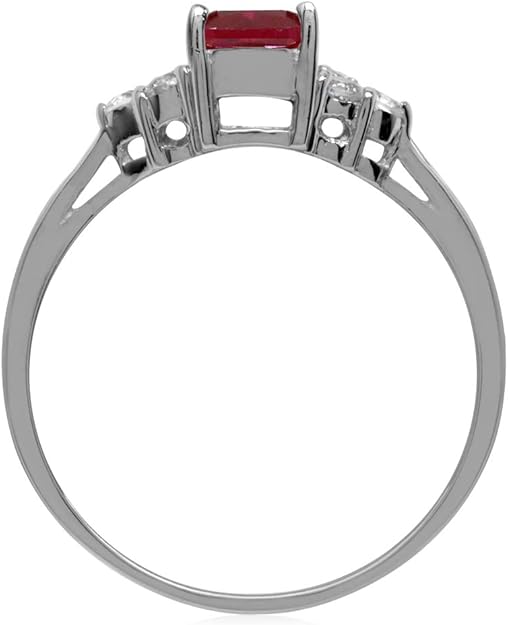 Octagon Cut Ruby Ring | White Gold - Eliza-Warszawa