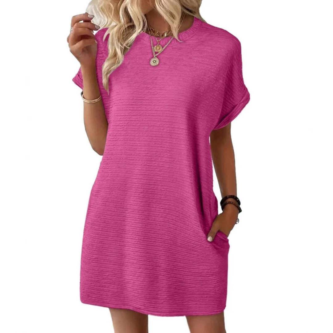 Olivia | Casual Minimalist Round Neck Effortless Summer Dress - Eliza-Warszawa
