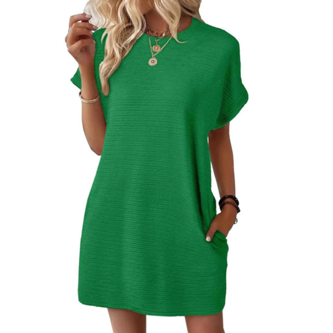 Olivia | Casual Minimalist Round Neck Effortless Summer Dress - Eliza-Warszawa