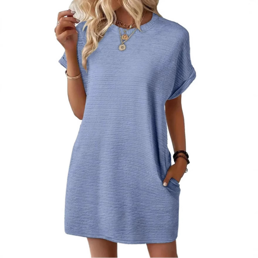 Olivia | Casual Minimalist Round Neck Effortless Summer Dress - Eliza-Warszawa