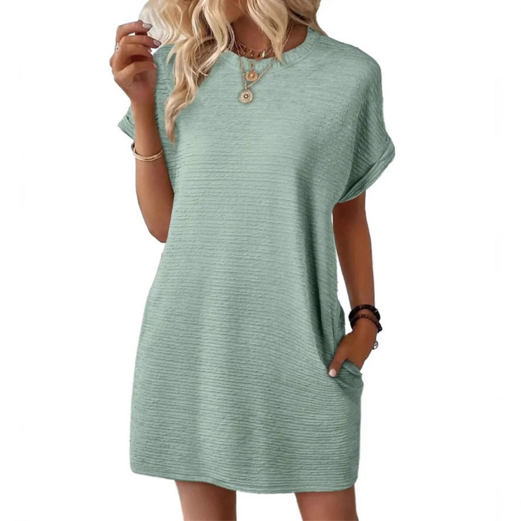 Olivia | Casual Minimalist Round Neck Effortless Summer Dress - Eliza-Warszawa