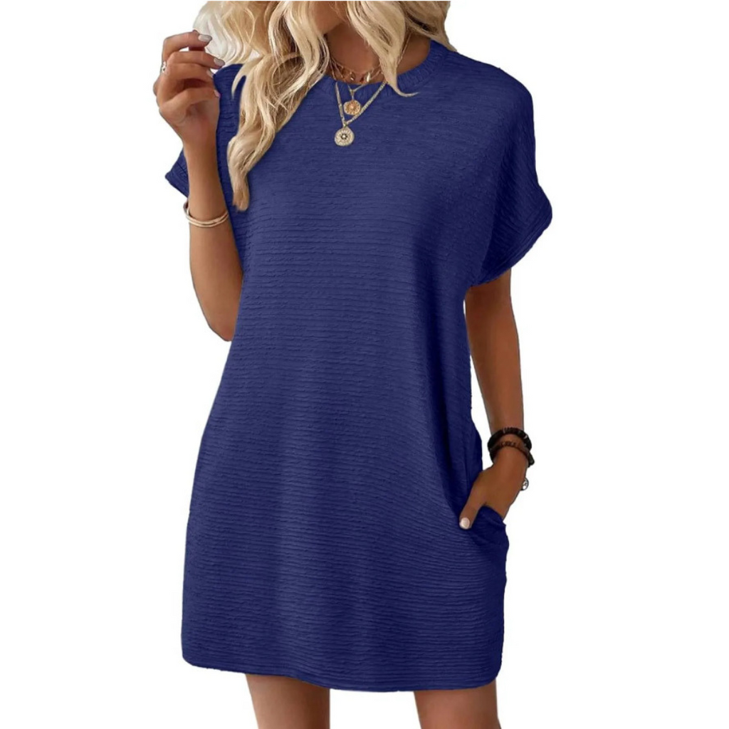 Olivia | Casual Minimalist Round Neck Effortless Summer Dress - Eliza-Warszawa