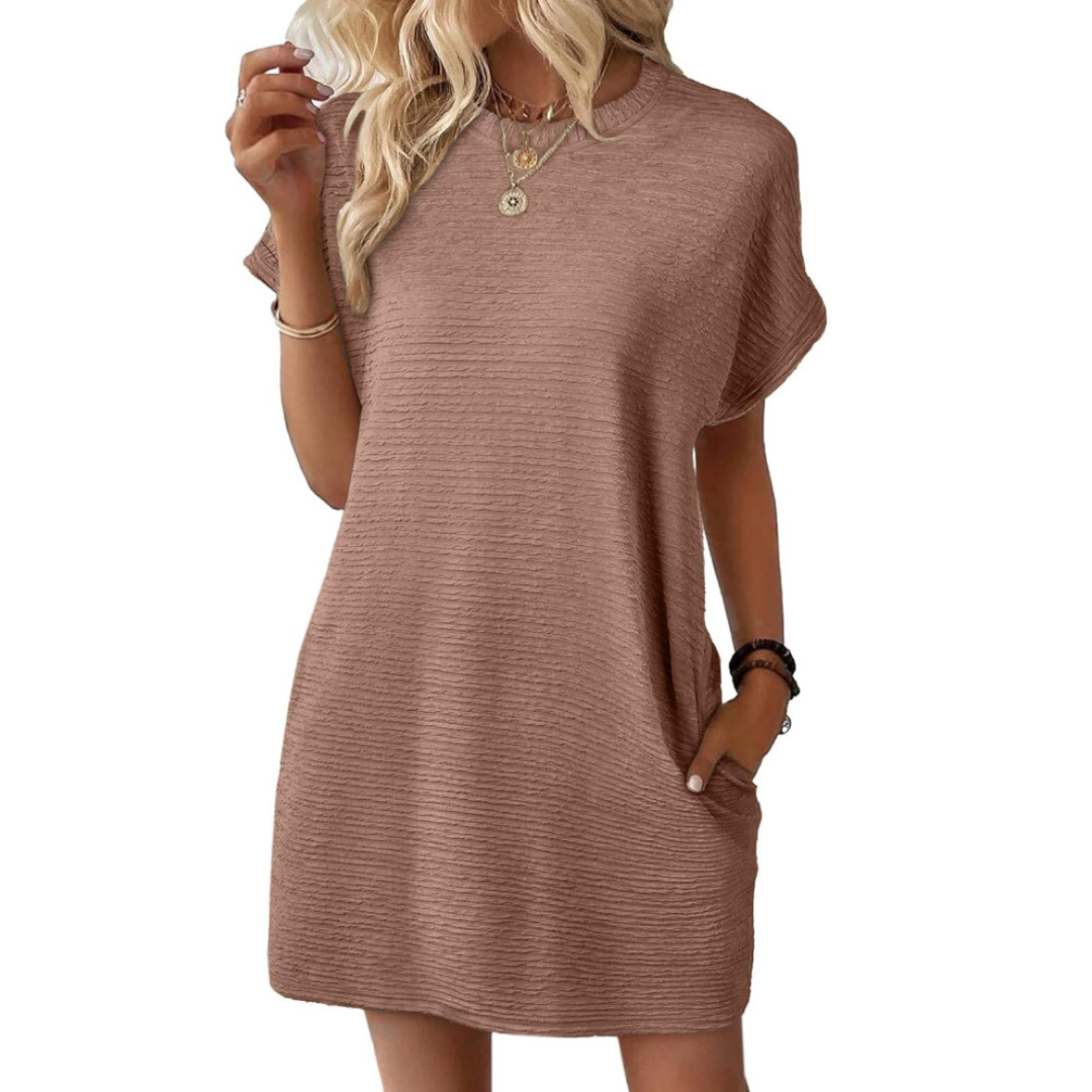 Olivia | Casual Minimalist Round Neck Effortless Summer Dress - Eliza-Warszawa