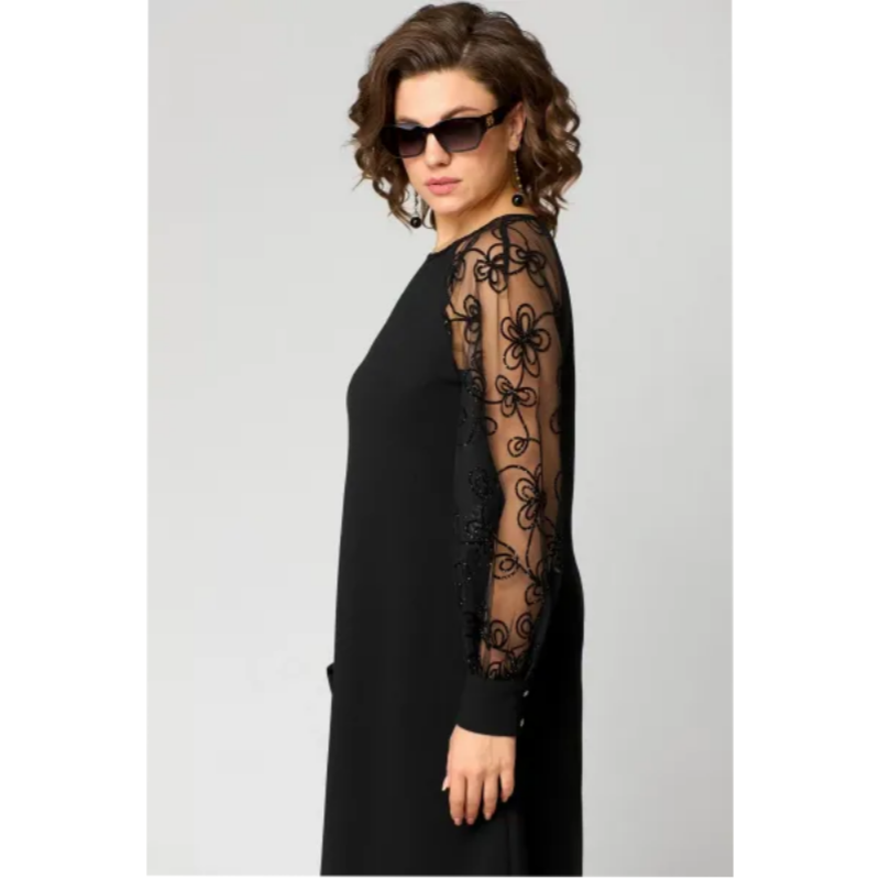 Olivia | Elegant A-Line Plus Size Dress with Lace Sleeves - Eliza-Warszawa