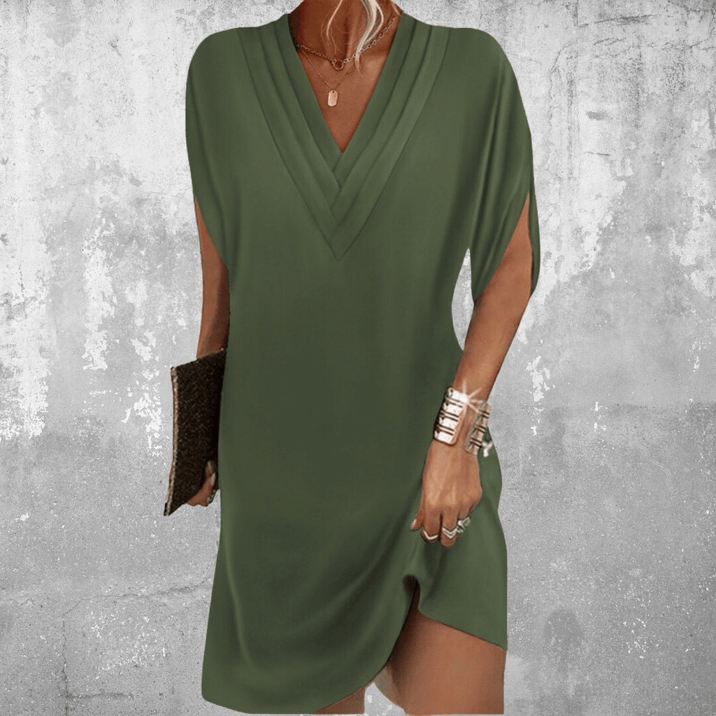 Olivia | Elegant V-Neck Flattering Fit Summer Dress for Weddings - Eliza-Warszawa