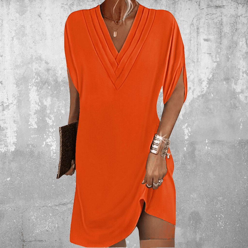 Olivia | Elegant V-Neck Flattering Fit Summer Dress for Weddings - Eliza-Warszawa