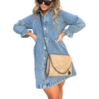 Olivia | Elegant Washed Puff Sleeve Mini Dress for Effortless Style - Eliza-Warszawa