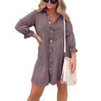 Olivia | Elegant Washed Puff Sleeve Mini Dress for Effortless Style - Eliza-Warszawa