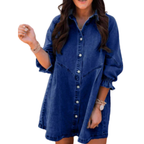 Olivia | Elegant Washed Puff Sleeve Mini Dress for Effortless Style - Eliza-Warszawa