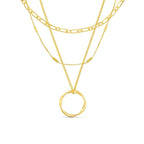 Open Circle Three Row Necklace | Gold