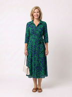 Oriana | Long-sleeved midi dress with tie belt - Eliza-Warszawa