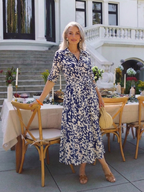 Oriana | Long-sleeved midi dress with tie belt - Eliza-Warszawa