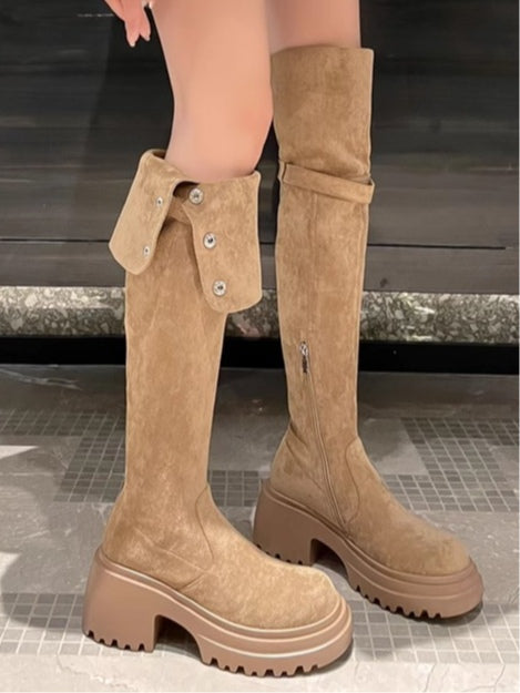 Over the knee boots brown long boots knight boots - Eliza-Warszawa