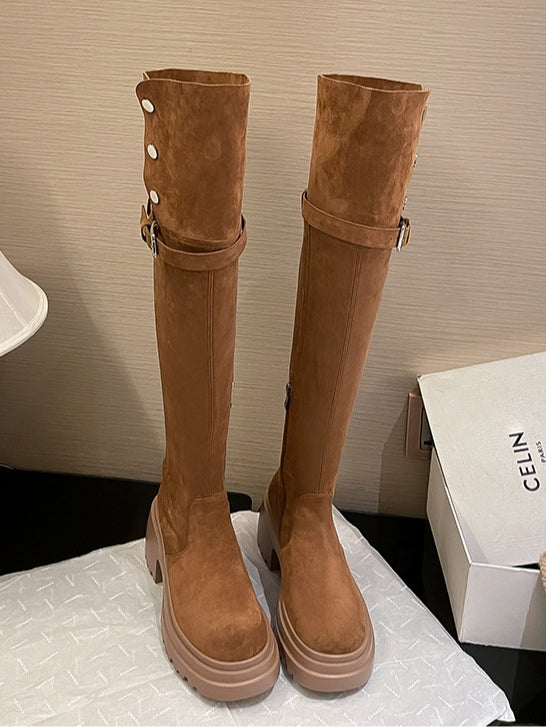 Over the knee boots brown long boots knight boots - Eliza-Warszawa