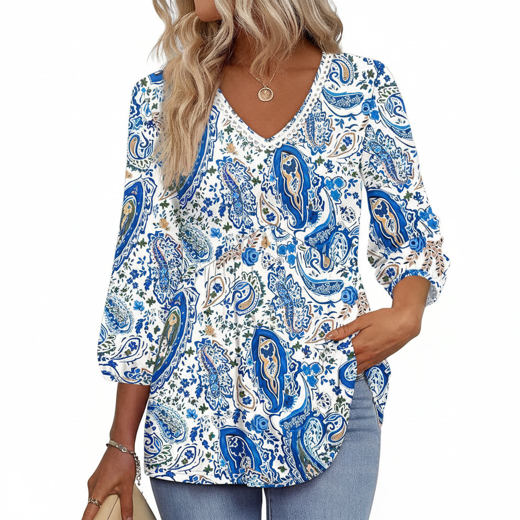 Paloma™ | Flowy 3/4 Sleeve Blouse - Eliza-Warszawa