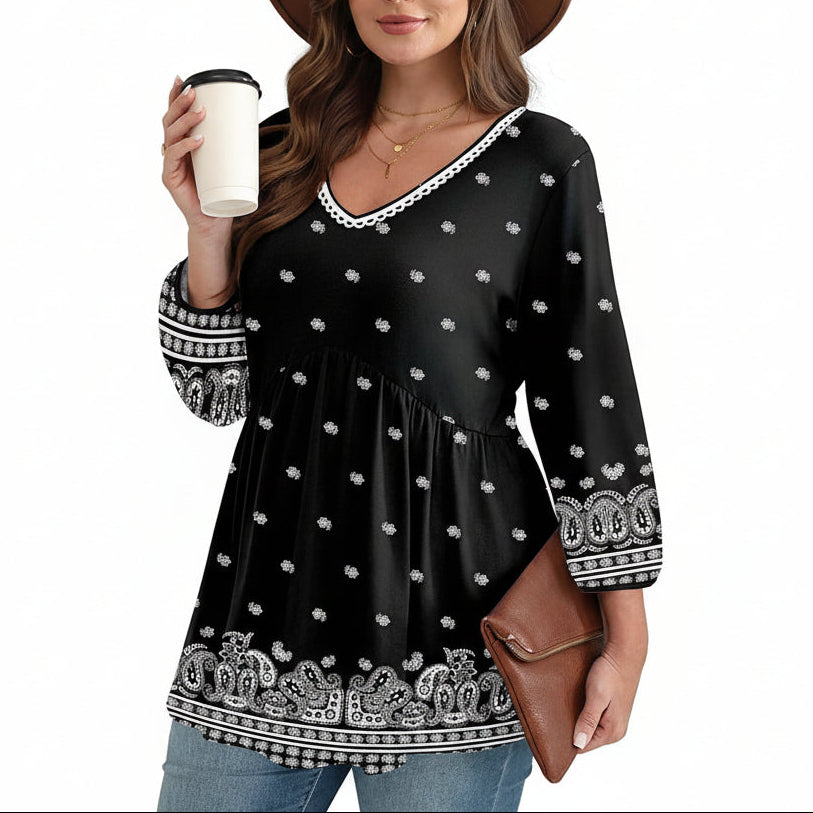 Paloma™ | Flowy 3/4 Sleeve Blouse - Eliza-Warszawa