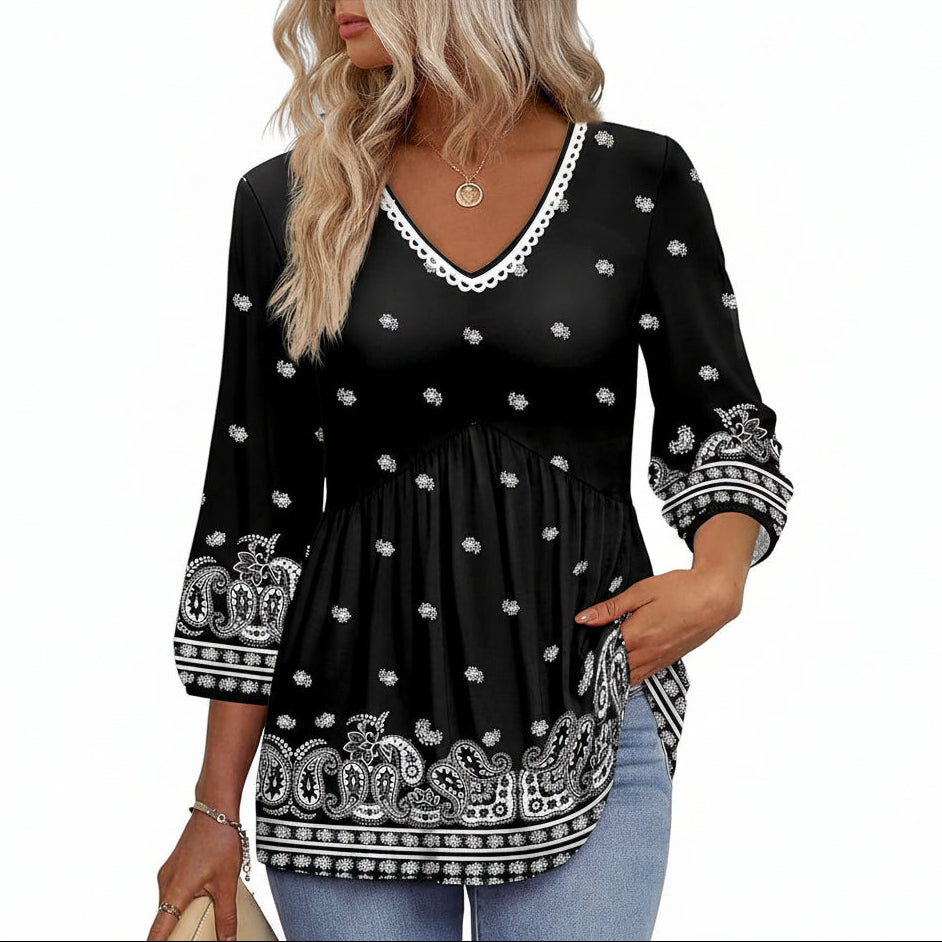 Paloma™ | Flowy 3/4 Sleeve Blouse - Eliza-Warszawa