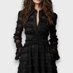 Paulina | Sheer Midi Dress with Fringe - Eliza-Warszawa