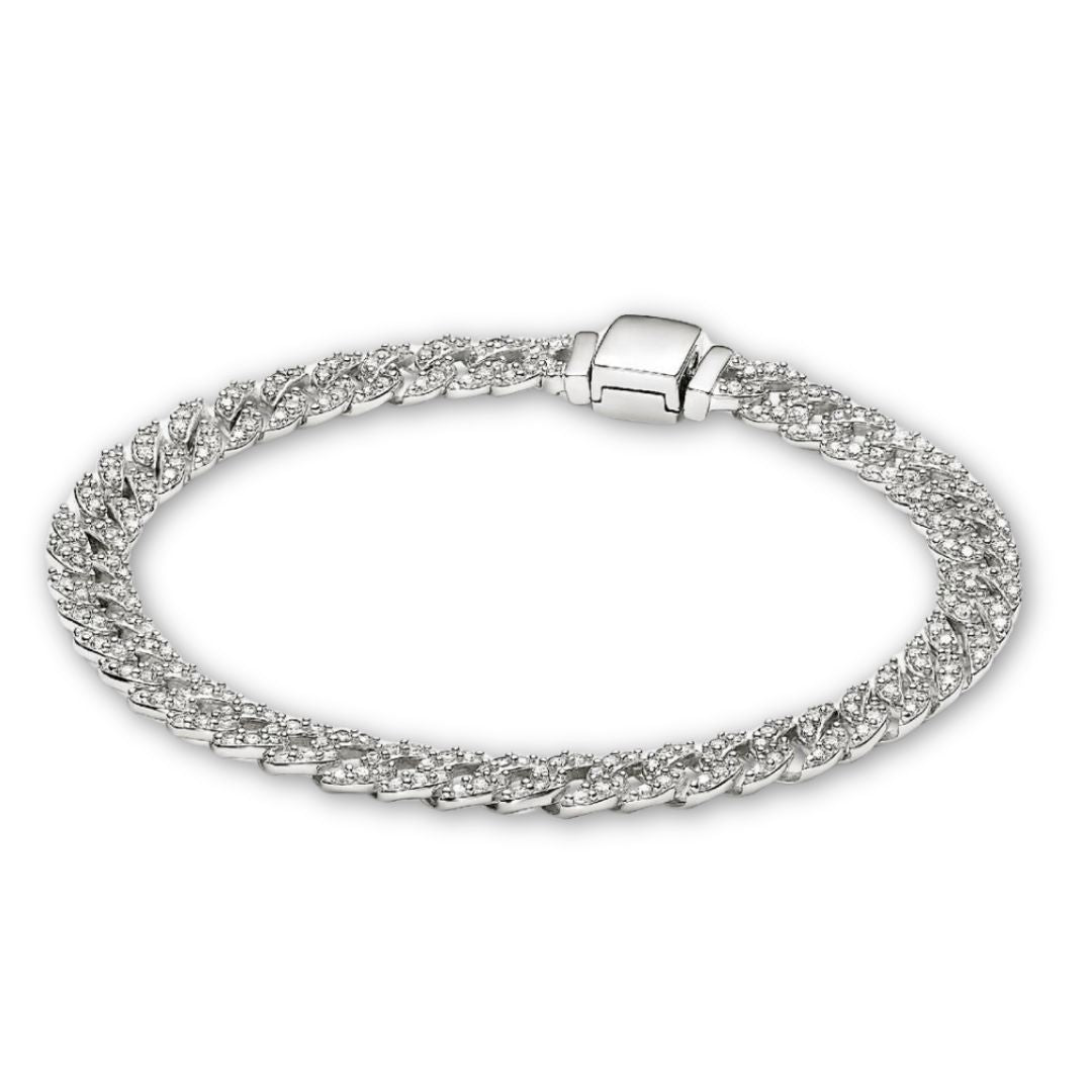 Pave Cuban Bracelet | White Gold - Eliza-Warszawa